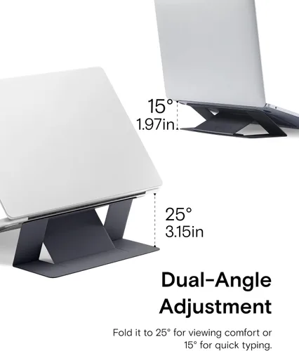 Miniatura 5 de MOFT Soporte para computadora portátil para escritorio, soporte adhesivo para computadora MacBook con 2 ángulos de visión ajustables, elevador Negro