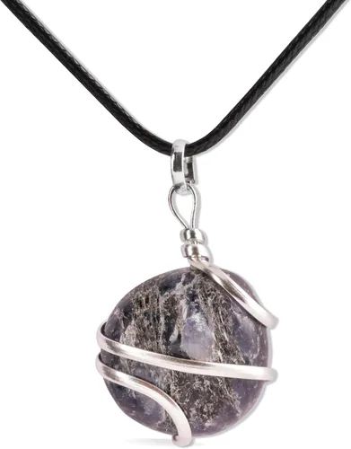 Miniatura 28 de PYOR Collar con colgante curativo de Reiki de cristal, gemas de buena suerte, prosperidad, riqueza, piedras preciosas naturales, collares de buena