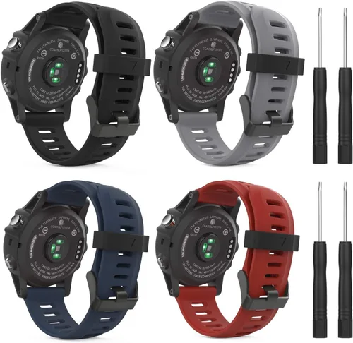 MoKo Correa compatible con Garmin Fenix 3/Fenix 5X, [4 unidades] Correa de repuesto de silicona suave para reloj inteligente Garmin Fenix 3/Fenix 3