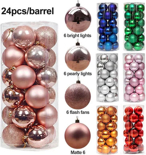 Miniatura 4 de 24 bolas decorativas de Navidad para árbol de Navidad, adornos de bolas inastillables de Navidad, bolas colgantes de Navidad para decoración