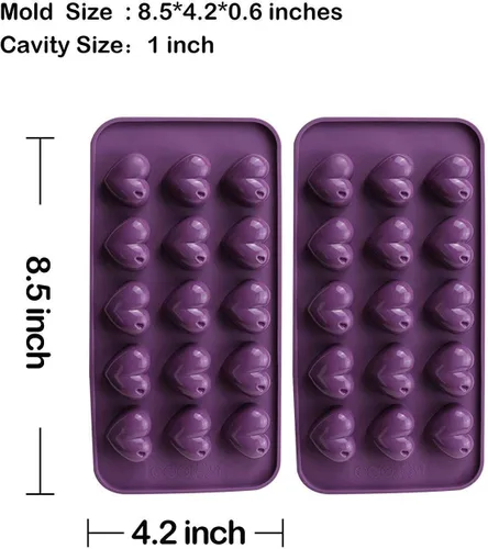 Miniatura 2 de Webake Candy Molds - Moldes de silicona para chocolate, 15 cavidades para gomitas, gelatina, fondant, cubitos de hielo, crayón, resina, paquete de 2