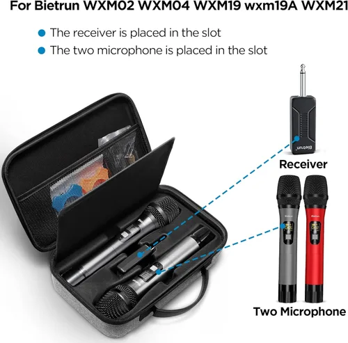 Miniatura 2 de Bietrun Estuche de almacenamiento de micrófono portátil para micrófonos inalámbricos WXM 02/WXM 04/WXM 19/WXM19A/WXM 21, funda de almacenamiento