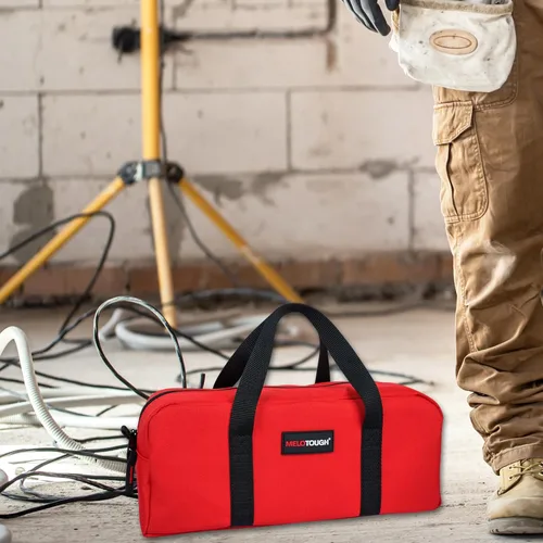 Miniatura 7 de MELOTOUGH Bolsa de Herramientas Resistente con Timón de Lona Pequeña con Kit Combinado de Cremallera - Incluye 2 Bolsas Organizadoras de Negro & rojo