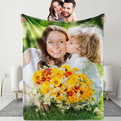Manta personalizada con texto fotográfico: manta personalizada de 1 imagen, manta de cumpleaños, aniversario, boda, Navidad, regalos para parejas,