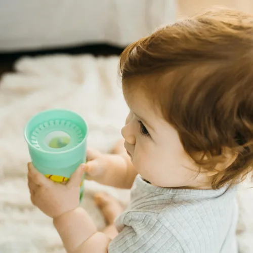 Miniatura 12 de Dr. Brown's Milestones Cheers 360 - Vaso de transición sin boquilla, apto para viajes y sin fugas, para bebés y niños pequeños, animales azul/verde