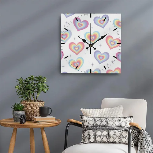 Miniatura 5 de Reloj de pared de estilo retro de los años 70S Groovy Hearts, funciona con pilas, reloj de pared con pilas, reloj de pared para cuarto de cocina