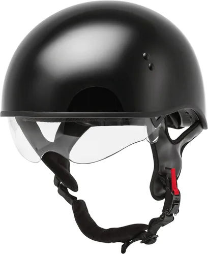 Miniatura 4 de GMAX HH-65 Naked Half Helmet (negro, grande) - Aprobado por FMVSS 218