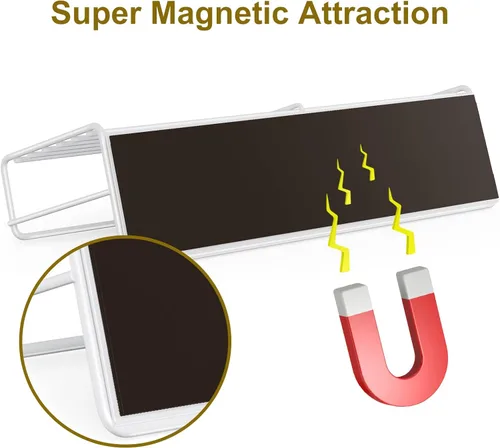 Miniatura 5 de Mystozer Paquete de 2 organizadores magnéticos blancos para especias, ahorrador de espacio para refrigerador y pizarra, estante de metal
