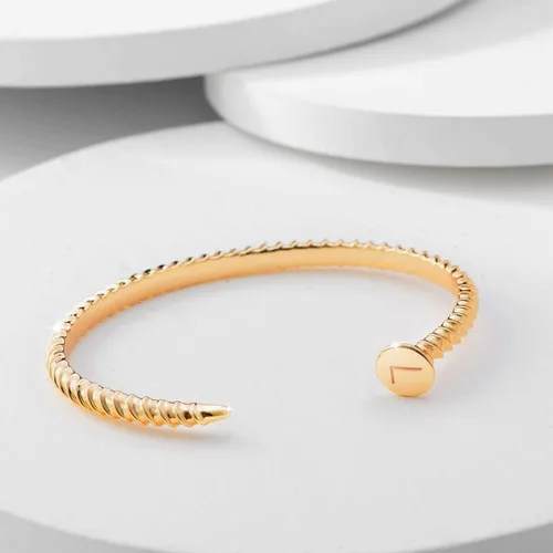 Miniatura 4 de Bemoly Pulsera de uñas para mujer, chapada en oro de 14 quilates, pulsera con inicial de tornillo, regalos inspiradores para niñas, pulsera ajustable