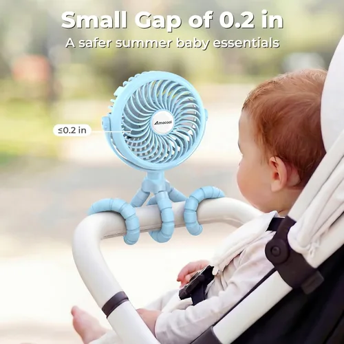 Miniatura 2 de AMACOOL Ventilador de cochecito a pilas, esenciales de viaje para bebés para la playa, Disney, para recién nacidos, regalos de baby shower, búsqueda