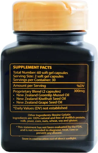 Miniatura 2 de Aceite de mejillón con labios verdes de Nueva Zelanda Omega 3, geles suaves para apoyo articular y movilidad, apoyo cardíaco e inmunológico, sin