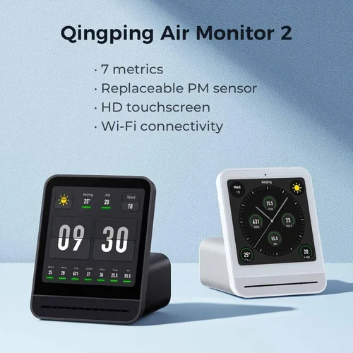 Miniatura 2 de Qingping Monitor de calidad del aire Gen 2, monitor de calidad del aire para interiores detecta PM2.5, CO2, PM10, ruido, temperatura y humedad