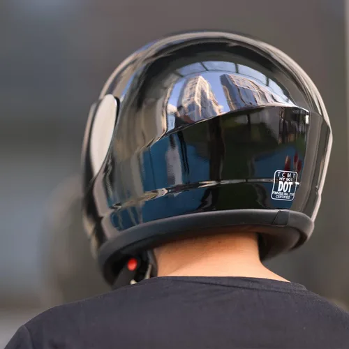 Miniatura 2 de TCT-MT DOT - Casco de cara completa con espejo para protección solar, deportes de calle, motocicleta, casco para adultos, color negro brillante, S