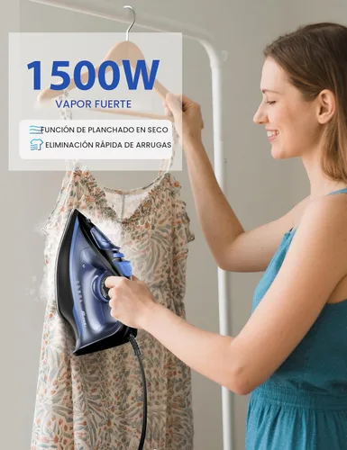 Miniatura 6 de Sundu Plancha de vapor para ropa con suela recubierta de cerámica de calentamiento rápido, 1500W con dial de termostato preciso, autolimpieza