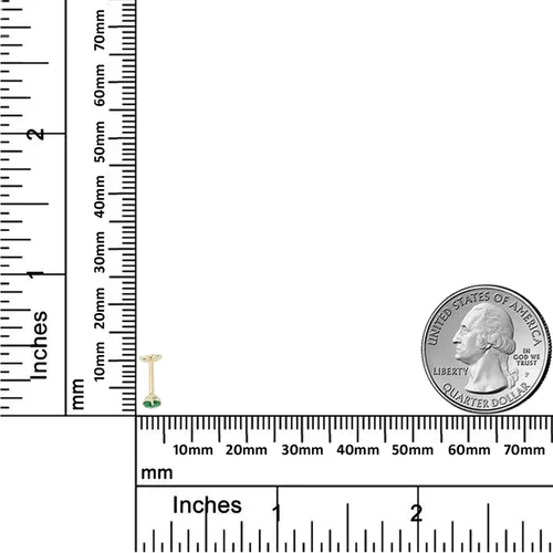 Miniatura 5 de AVORA Piercing redondo de oro blanco de 14 quilates con diamante de imitación de 0.1 quilates (0.1 quilates), piercing para cartílago con parte