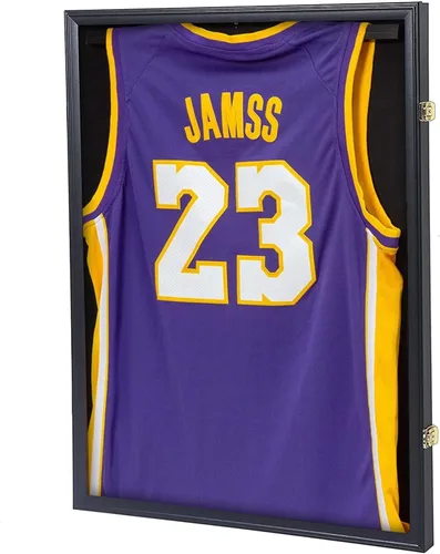 Miniatura 14 de Estuche de exhibición con marco de jersey, caja de sombra grande con cerradura, marco de jersey deportivo con protección UV acrílico y 2 colgadores