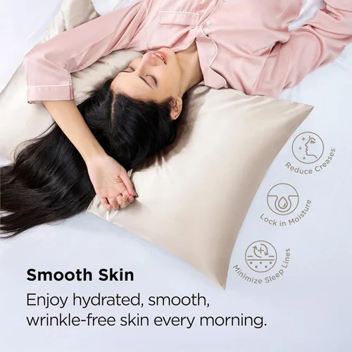Miniatura 3 de Bedsure Funda de almohada de satén para el cabello, fundas de almohada de satén, tamaño estándar con cremallera, 20 x 26 pulgadas, paquete de 2, 01