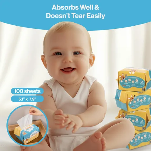 Miniatura 6 de BabbleRoo Toallitas secas para bebé – Toallitas de algodón 100% a base de plantas, hipoalergénicas, sin fragancia, sin químicos, suaves para pieles