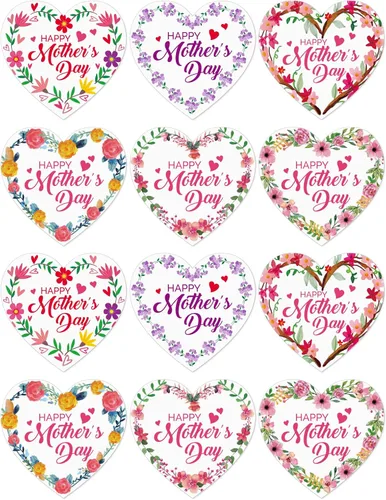 WhatSign 72 calcomanías para el Día de la Madre – Etiquetas florales de 1.5 pulgadas para regalo del Día de la Madre, etiquetas para sobres, 1-3