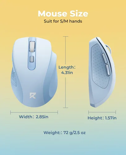 Miniatura 6 de Redragon Mouse inalámbrico para laptop, mouse Bluetooth (BT5.0/3.0 y 2.4G) con 5 niveles de 4000 DPI, mouse inalámbrico silencioso para computadora
