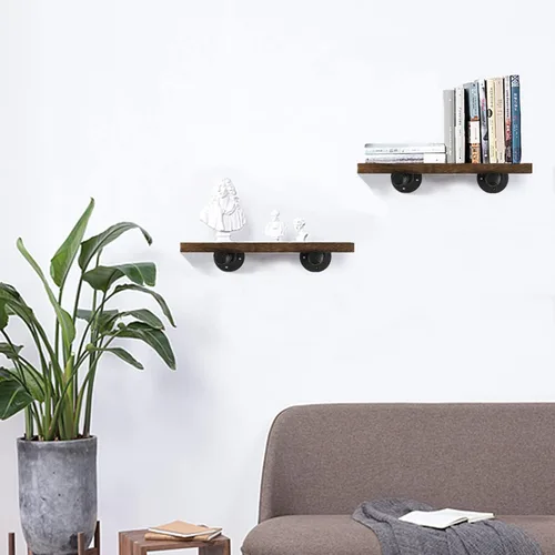 Miniatura 7 de Soportes industriales de tubo de hierro negro de 3/4 pulgadas, soportes rústicos para colgar en la pared, soportes de tubería personalizados