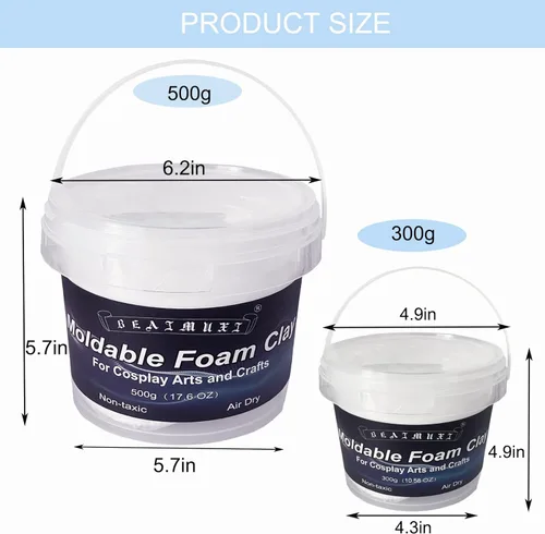 Miniatura 7 de Arcilla de espuma moldeable para cosplay, arcilla de espuma seca al aire moldeable, 17.64 oz, color blanco, espuma para esculpir para disfraces