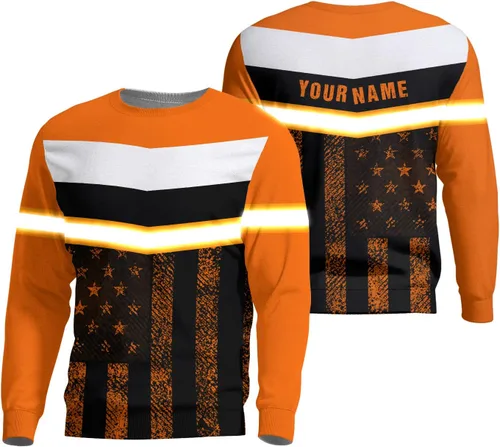 Miniatura 9 de Camiseta de alta visibilidad con bandera de EE. UU., con nombre personalizado, ropa de trabajo de seguridad reflectante, caminantes Calavera