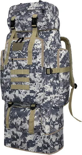 Miniatura 13 de Mochila de senderismo, mochila grande de 100L para acampar, mochila MOLLE impermeable y expandible, mochila táctica militar para deportes al aire