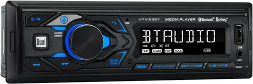 Dual Electronics XRM69BT Estéreo para automóvil con pantalla LCD de 7 caracteres DIN único | Llamadas manos libres Bluetooth y transmisión de música