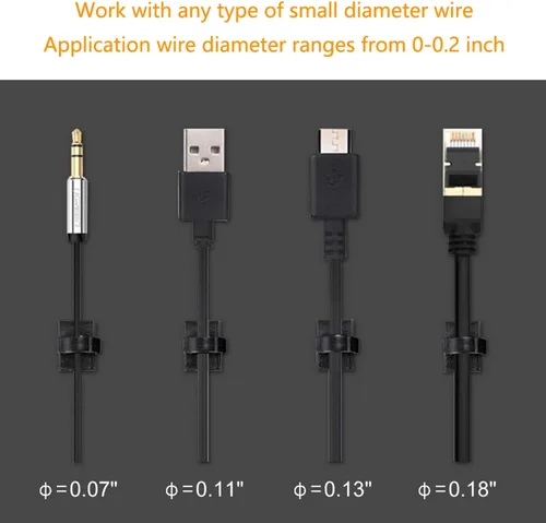 Miniatura 5 de Organizador de cables adhesivos, organizador de cables 3M, organizador de clips de alambre para escritorio, mesas de automóvil, PC, laptop, TV