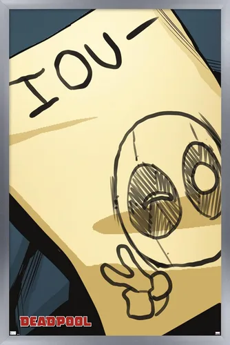 Miniatura 8 de Trends International Marvel Comics Deadpool - Póster de pared IOU, 14.725 x 22.375 pulgadas, versión enmarcada de madera de granero