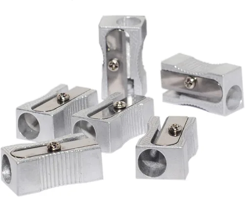 Miniatura 9 de Sacapuntas WEKOIL de metal con doble agujero manual de mano con estuche para recoger las virutas, sacapuntas manual a granel, 4 sacapuntas