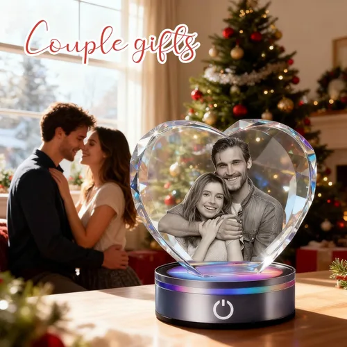 Miniatura 4 de Foto de cristal 3D personalizada, regalos de fotos de Navidad personalizados para mujeres, esposa, mamá, papá, ella, él Foto láser grabada al