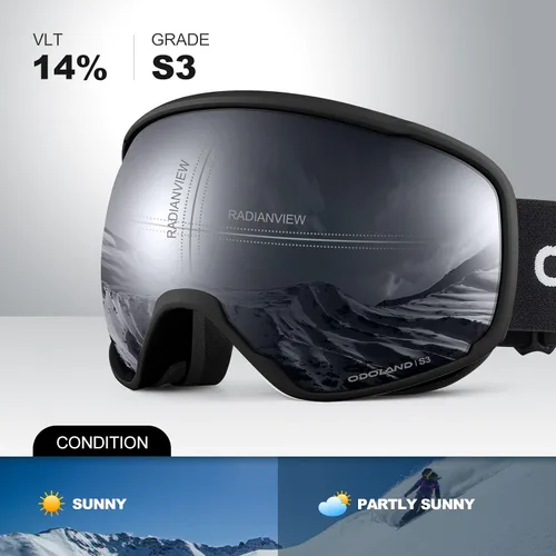 Miniatura 2 de Odoland Gafas de esquí de nieve S2 de doble lente antivaho OTG a prueba de viento UV400 para hombres, mujeres y jóvenes, esquí, snowboard