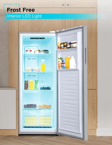 Miniatura 4 de BLACK+DECKER Refrigerador congelador convertible de 11 pies cúbicos, congelador vertical con estantes de vidrio, puerta reversible, clasificación
