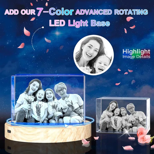 Miniatura 5 de Foto de cristal 3D personalizada, regalos personalizados para mujeres, hombres, ella, él, mamá, papá, parejas, imagen de vidrio grabado con láser