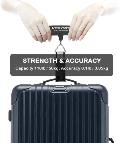 Miniatura 3 de Travel Inspira Báscula digital de equipaje con pantalla LCD de alerta de sobrepeso, 110 libras 110.2lbs de acero inoxidable