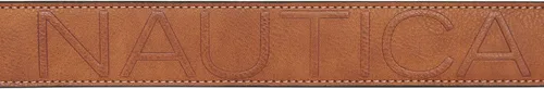 Miniatura 5 de Nautica Men's Signature Leather and Canvas Belt Ribbon Detail Flag Design Classic Casual Metal Buckle