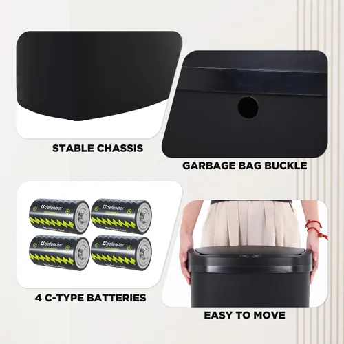 Miniatura 5 de Basurero de cocina con sensor de movimiento de 13 galones, cubo de basura con sensor automático de 50 L, cubo de basura inteligente con tapa