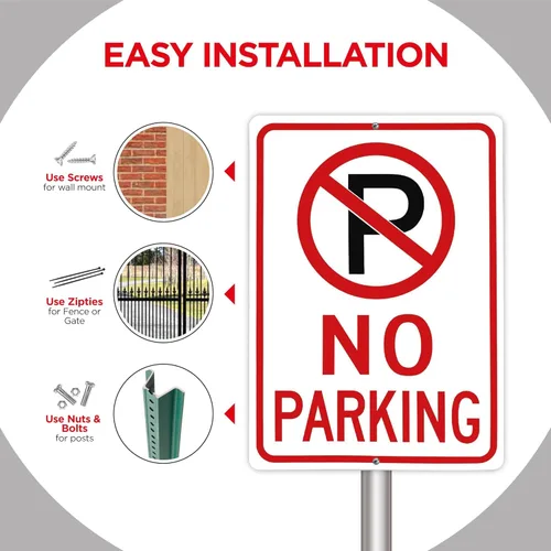 Miniatura 4 de OLANZU Señales de no estacionamiento, paquete de 4 letreros de 10 x 14 pulgadas, metal de grado ingeniero