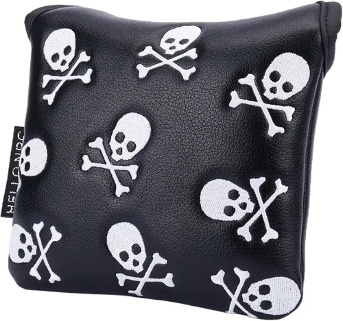 Miniatura 4 de Golf Club Skull Square Mallet Putter Cover Magnetic Closure Skeleton PU Leather Headcover