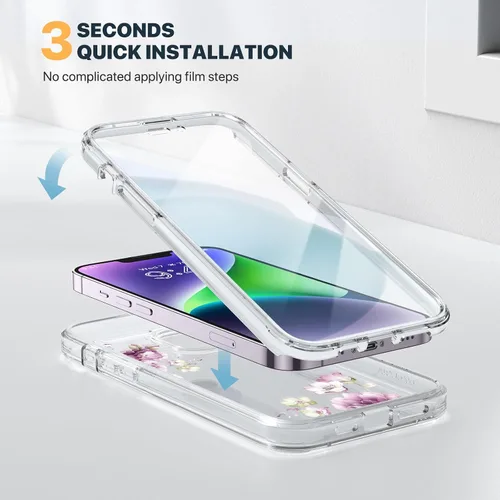 Miniatura 464 de Diaclara Funda diseñada para iPhone 16, mejorada [protección completa de la cámara], carcasa resistente de cuerpo completo con protector de pantalla