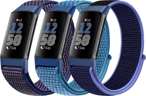 Miniatura 12 de Correas de nailon para reloj deportivo compatibles con Fitbit Charge 6/5, correa de muñeca ajustable, transpirable, de repuesto, suave, de bucle