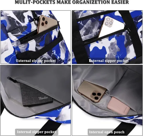 Miniatura 7 de JIANYA Bolsas de deporte para gimnasio, bolsa de viaje para la noche, bolsa de gimnasia de baile con compartimento para zapatos y bolsillo para ropa