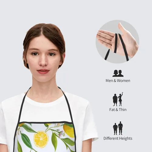 Miniatura 7 de Delantal ajustable impermeable para hombres y mujeres, cocina, hornear, jardinería, trabajo, babero Limón