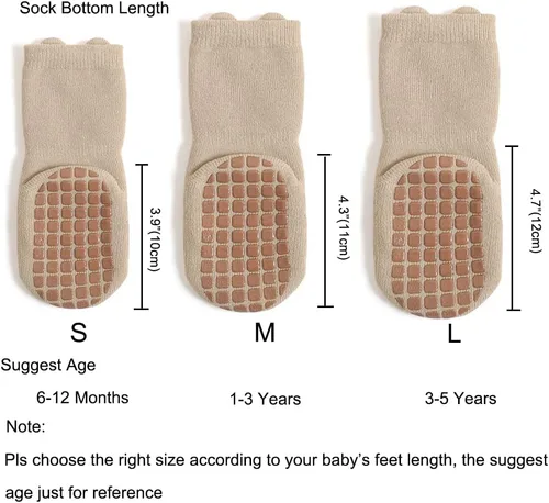 Miniatura 3 de Exegawe Calcetines antideslizantes para bebé, 5 pares de calcetines gruesos y cálidos con empuñaduras