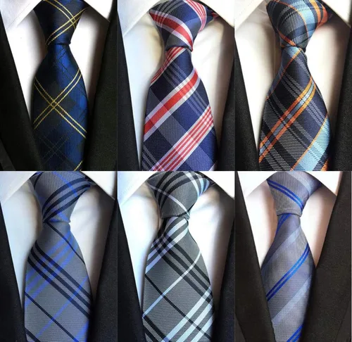 Miniatura 23 de WeiShang Lote de 6 corbatas clásicas de seda para hombre, corbatas tejidas jacquard