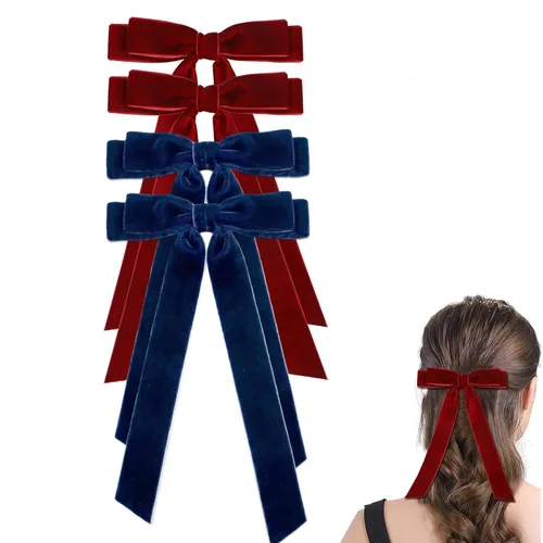 Miniatura 8 de Pinza para el pelo, lazos grandes de terciopelo para niñas de 5 pulgadas, pinzas de cocodrilo, accesorios para mujeres, niñas, niños pequeños, negro
