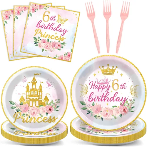 Miniatura 45 de Juego de 96 piezas de platos de papel, servilletas y tenedores para fiesta de cumpleaños número 16 para fiesta negra de dulces 16 años, platos