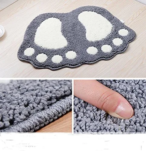 Miniatura 4 de MIFXIN Tapete de baño antideslizante con pies grandes, absorbente, para baño, inodoro, ducha, cocina, decoración del hogar (gris, 19 x 26 pulgadas)